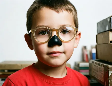 Bambino con gli occhiali da vista