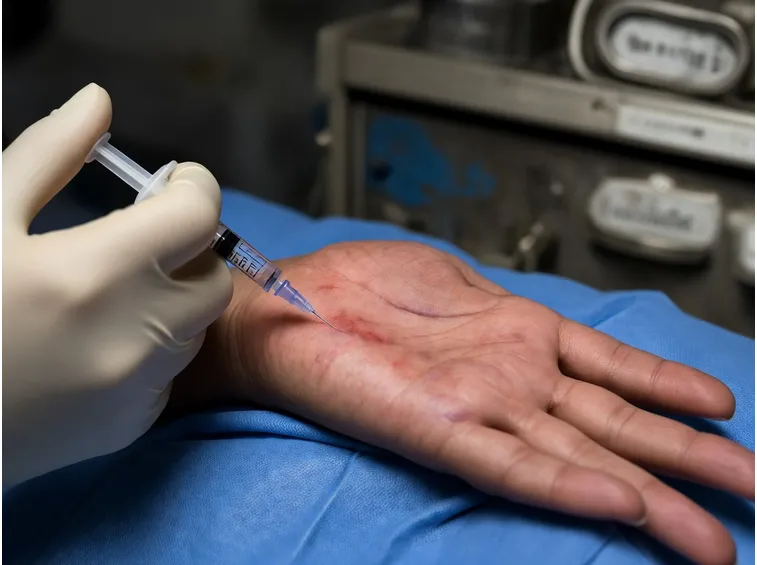 Iniezione di botulino nella mano